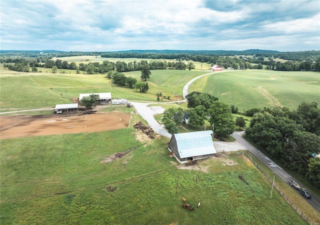 drone / aerial view featuring a rural view