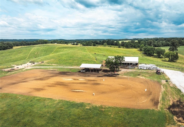 aerial view featuring a rural view