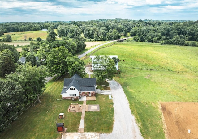 aerial view featuring a rural view