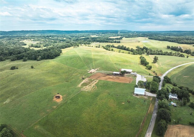 drone / aerial view with a rural view