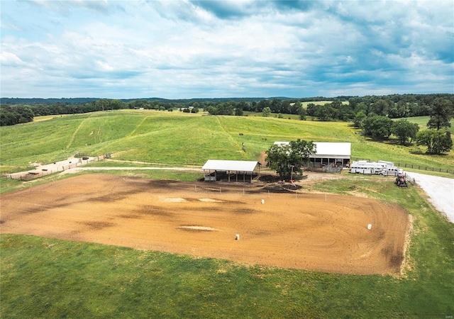 aerial view featuring a rural view