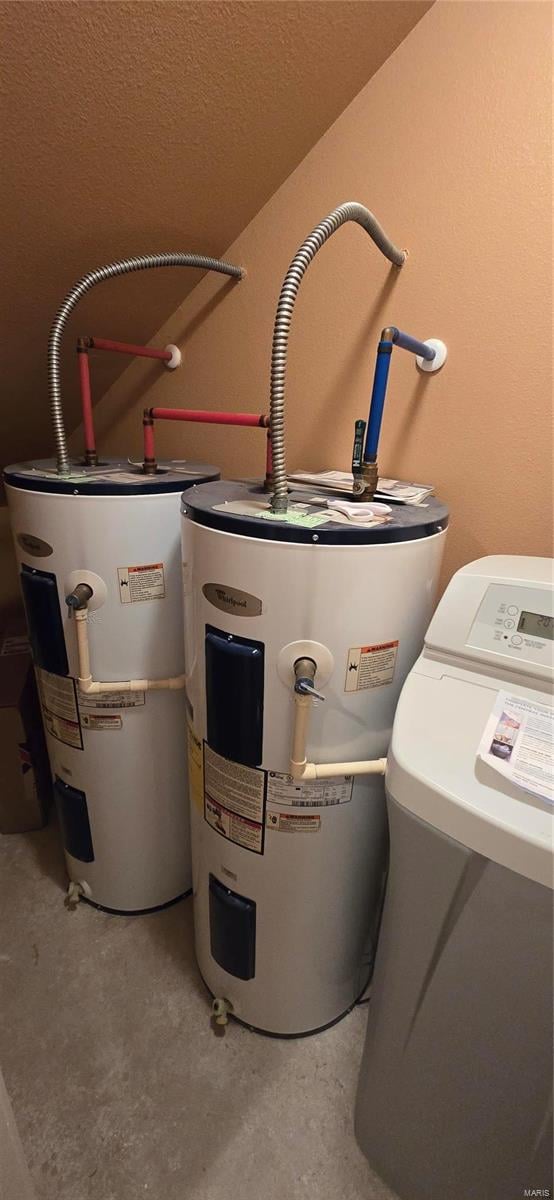 utility room with water heater