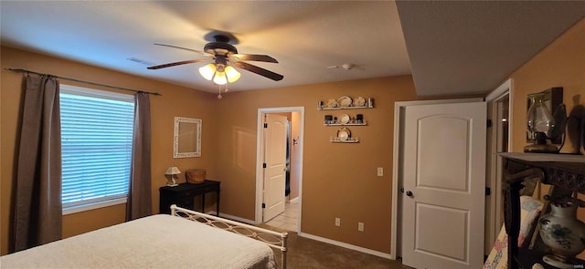 bedroom with carpet and ceiling fan