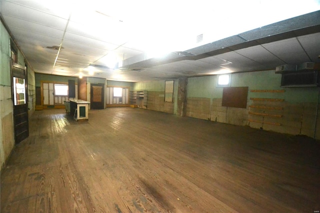 basement featuring dark hardwood / wood-style floors