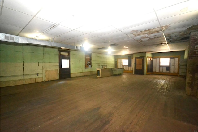 basement featuring dark wood-type flooring