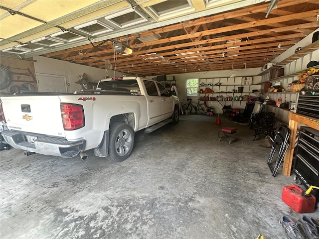 garage with a garage door opener