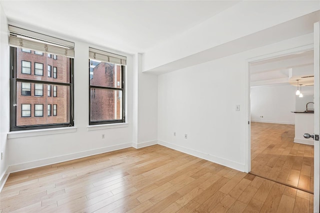 empty room featuring light hardwood / wood-style floors and sink