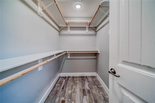 walk in closet featuring wood-type flooring