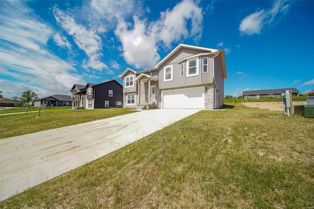 view of front facade featuring a garage and a front yard