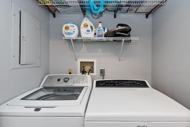 laundry room with hookup for a washing machine, washer and clothes dryer, and electric dryer hookup