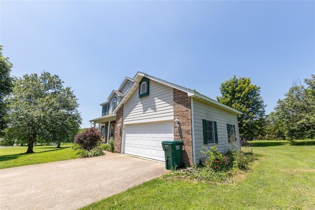 view of property exterior with a lawn