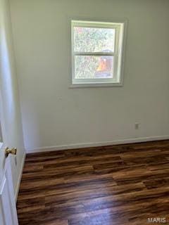 unfurnished room featuring dark wood-type flooring