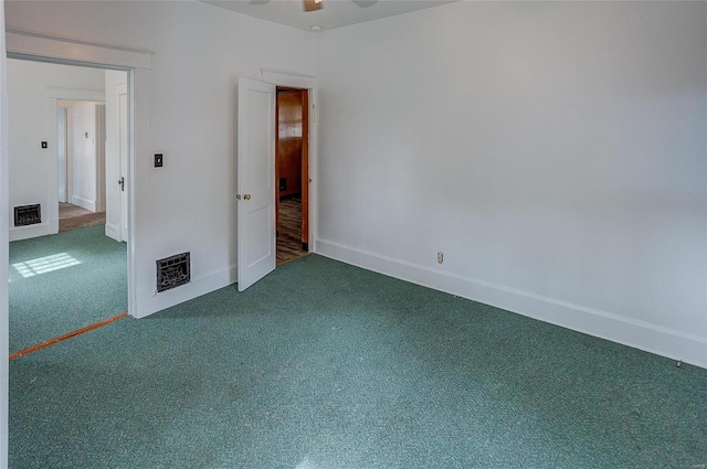 unfurnished bedroom with ceiling fan, carpet floors, and a closet