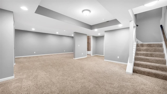 basement featuring carpet