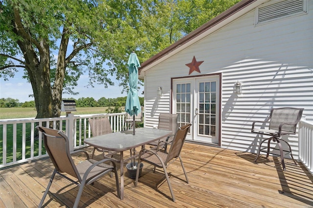 wooden terrace with french doors