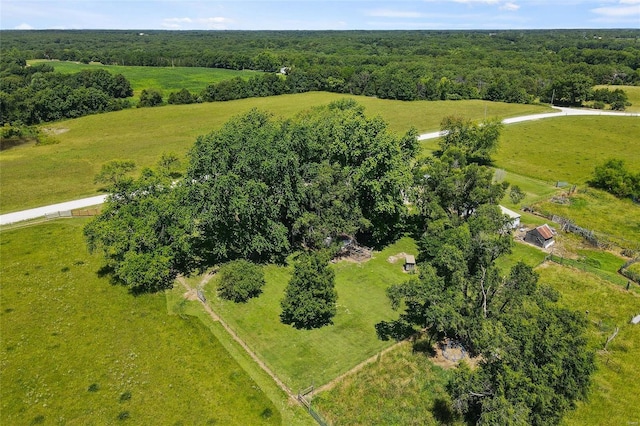 birds eye view of property featuring a rural view