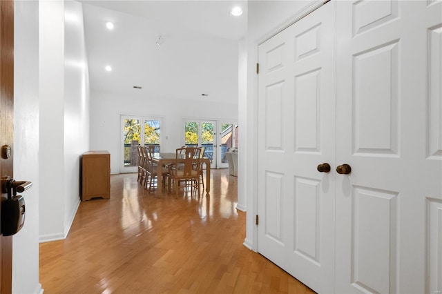 hall featuring light wood-type flooring