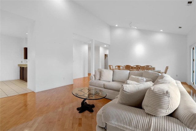 living room featuring light hardwood / wood-style flooring