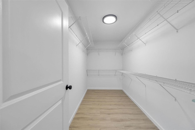 spacious closet with light hardwood / wood-style floors