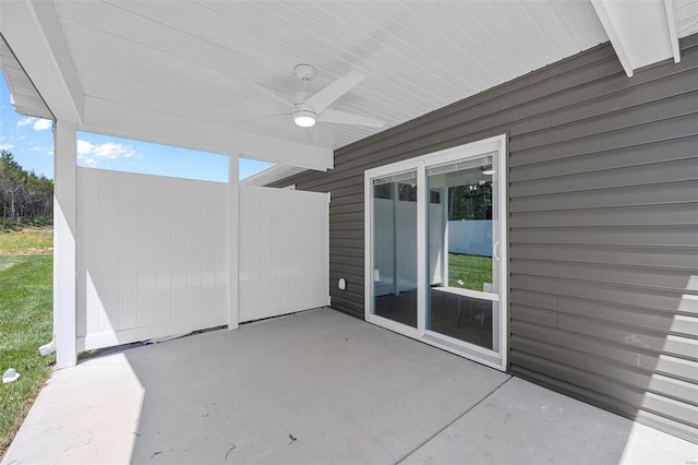 view of patio / terrace featuring ceiling fan