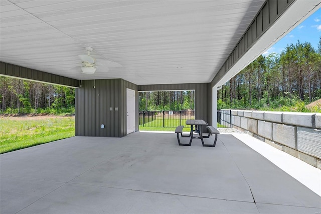 view of patio / terrace featuring ceiling fan