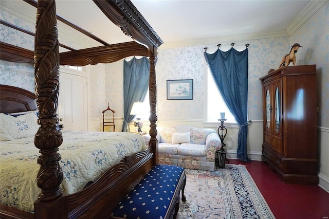 bedroom featuring ornamental molding