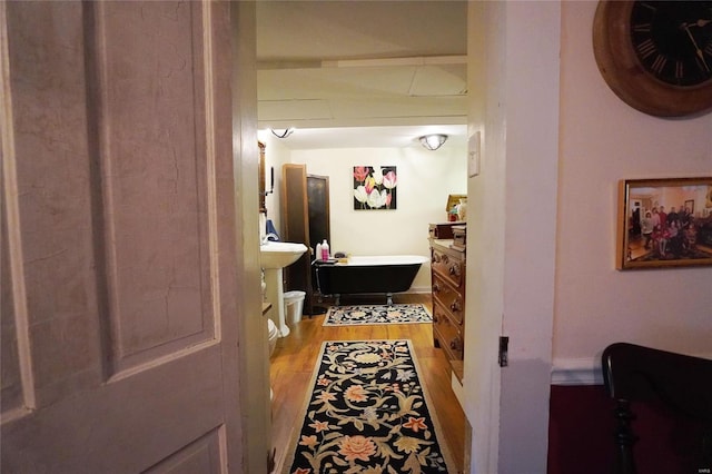 corridor featuring light hardwood / wood-style flooring