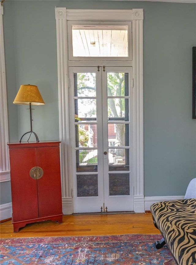 interior space featuring french doors and wood-type flooring