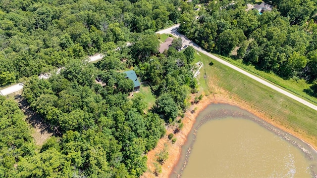 drone / aerial view with a forest view