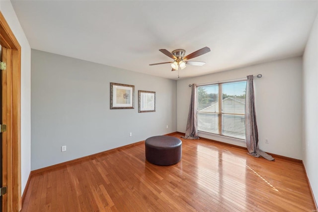 interior space featuring ceiling fan and light hardwood / wood-style floors