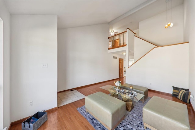 living room with hardwood / wood-style flooring