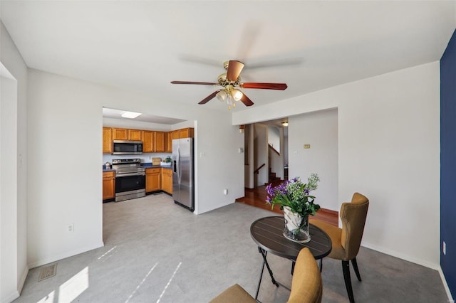 home office featuring ceiling fan