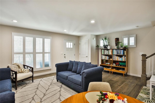 living room with wood-type flooring