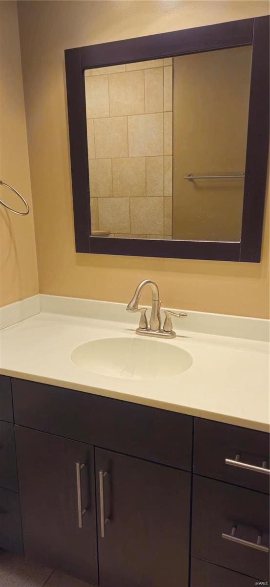 bathroom with vanity and tile patterned floors