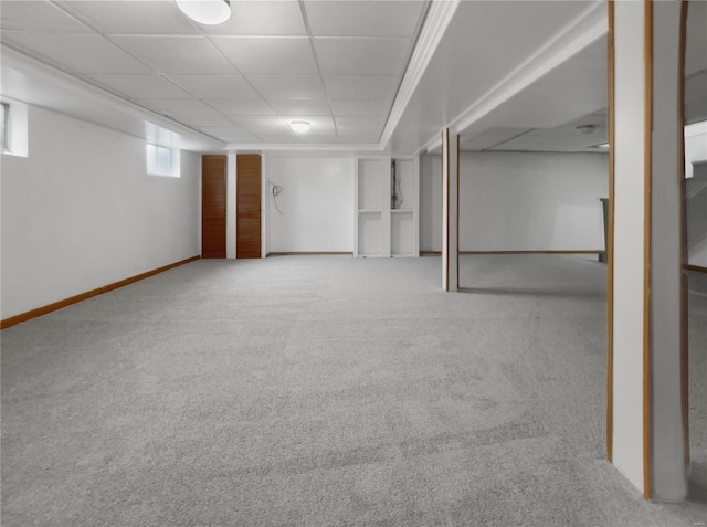 basement with carpet floors