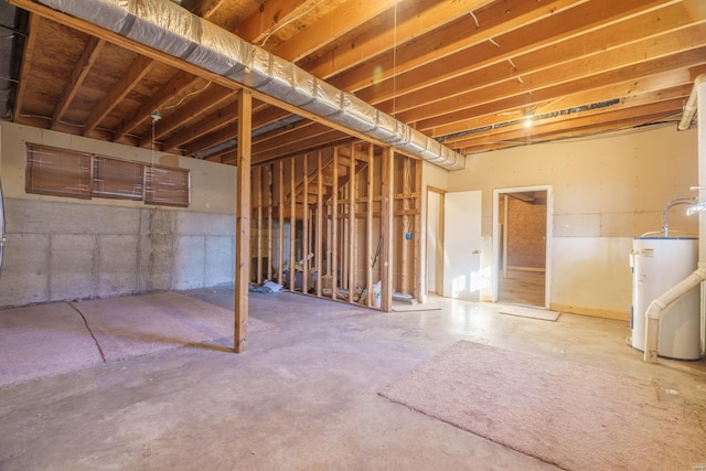 basement featuring water heater