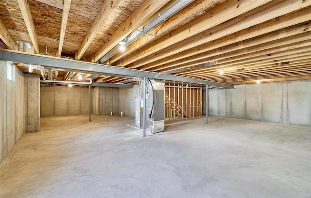 basement with heating unit