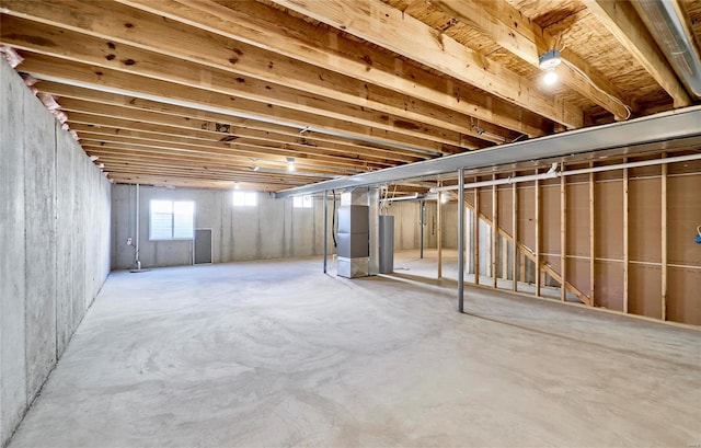 basement with heating unit