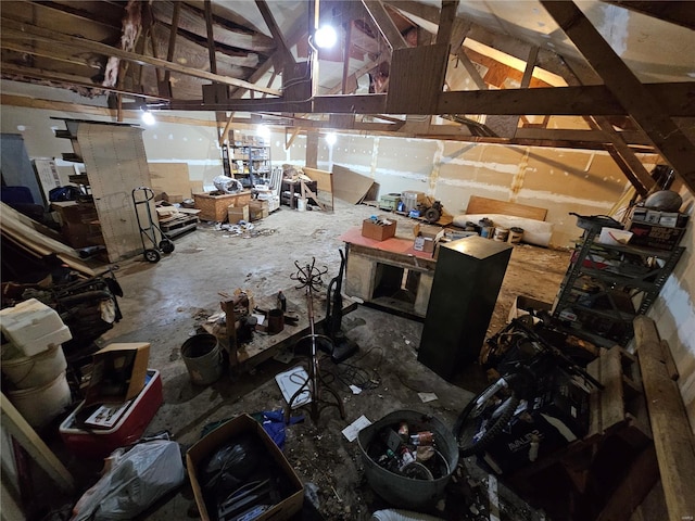 interior space featuring lofted ceiling