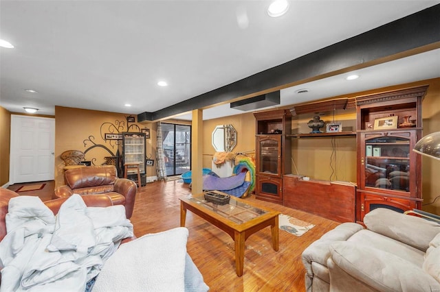 living room with wood-type flooring