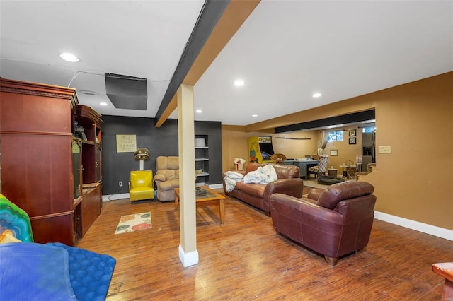 living room with hardwood / wood-style flooring