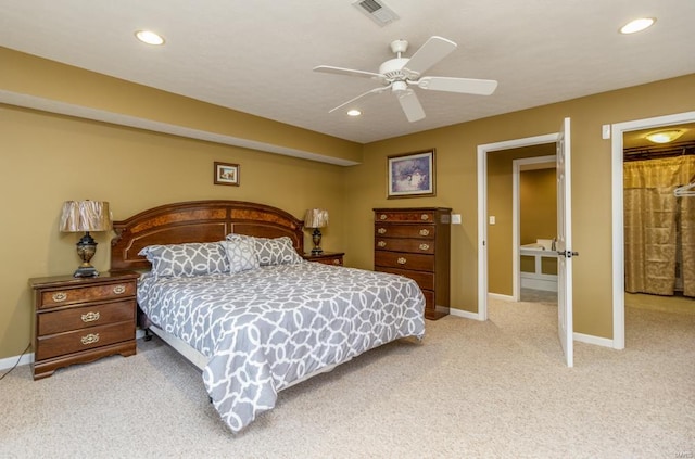 bedroom with carpet floors and ceiling fan