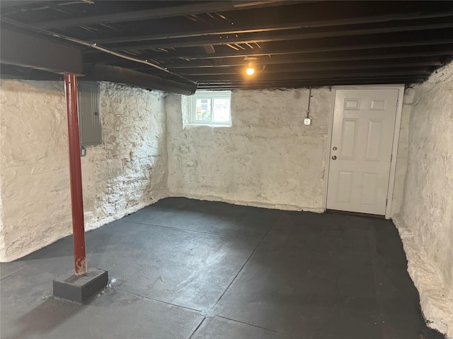 basement with electric panel