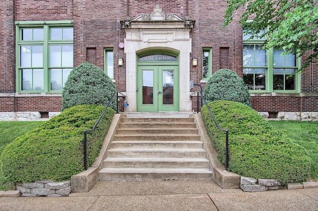 entrance to property featuring french doors