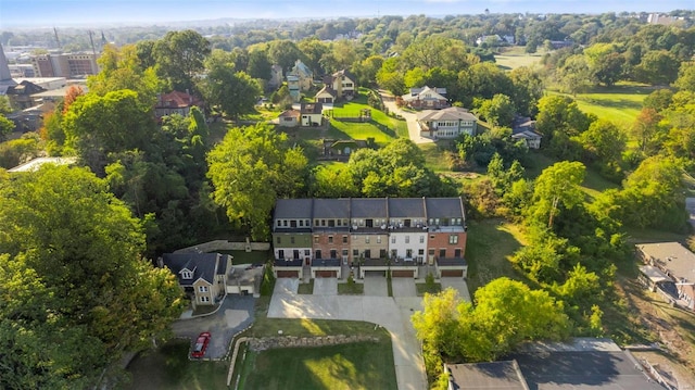 birds eye view of property with a residential view