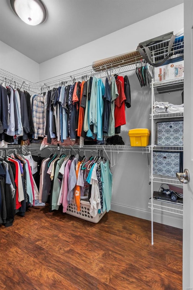 spacious closet featuring hardwood / wood-style floors