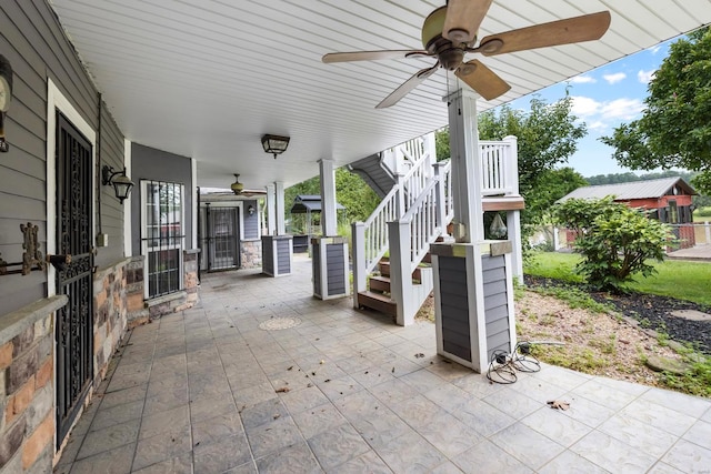 view of patio with ceiling fan