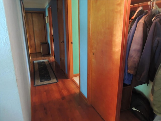 hall with hardwood / wood-style flooring