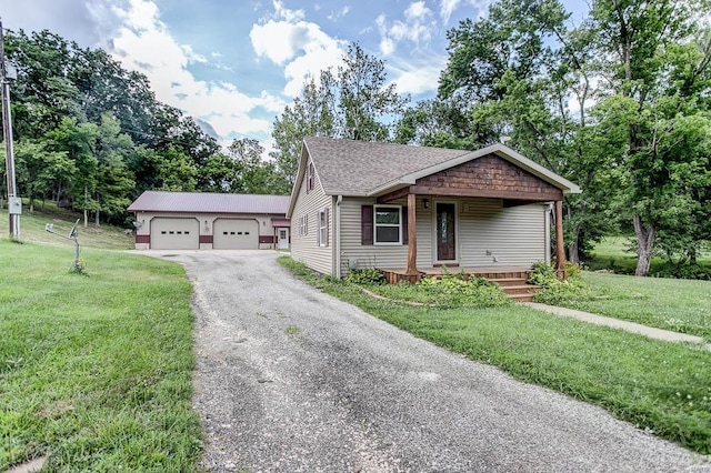 view of front of property with a front lawn and a porch