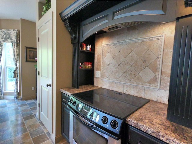 kitchen featuring stainless steel range with electric cooktop